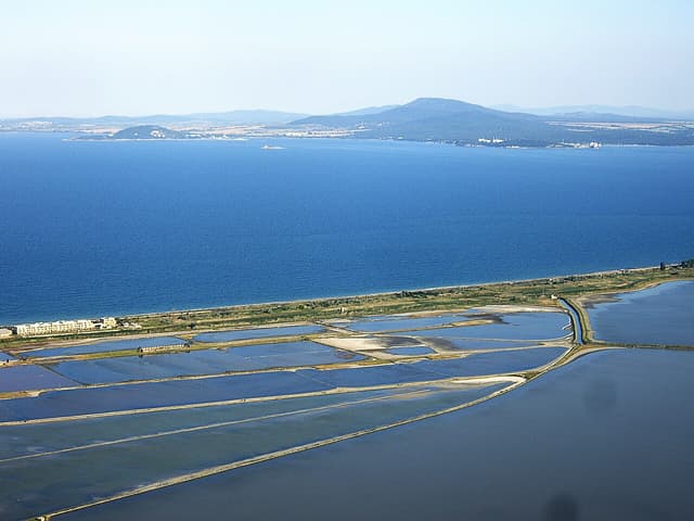 The pink salt pans of Lake Atanasovsko near Burgas