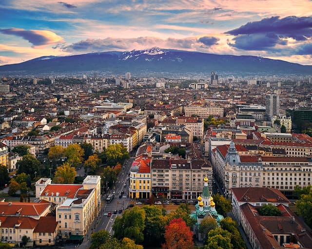 Central Sofia with Vitosha mountain behind