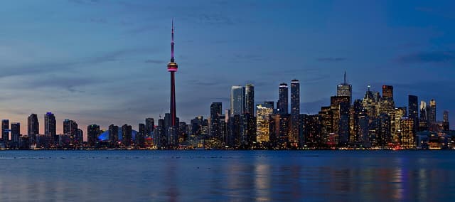 The Toronto skyline at sunset