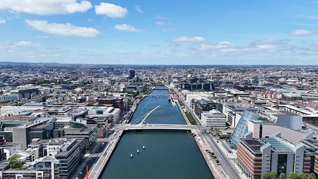 Dublin and the River Liffey from the air